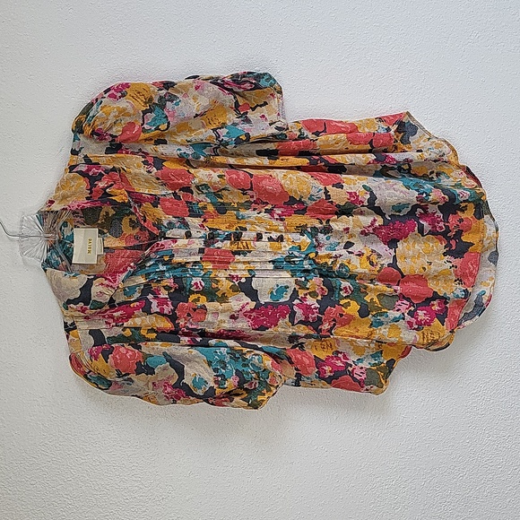 Anthropologie Maeve Tops - Anthropologie Maeve Multicolored Puff Shoulder Gathered Sleeve Blouse, Size 0